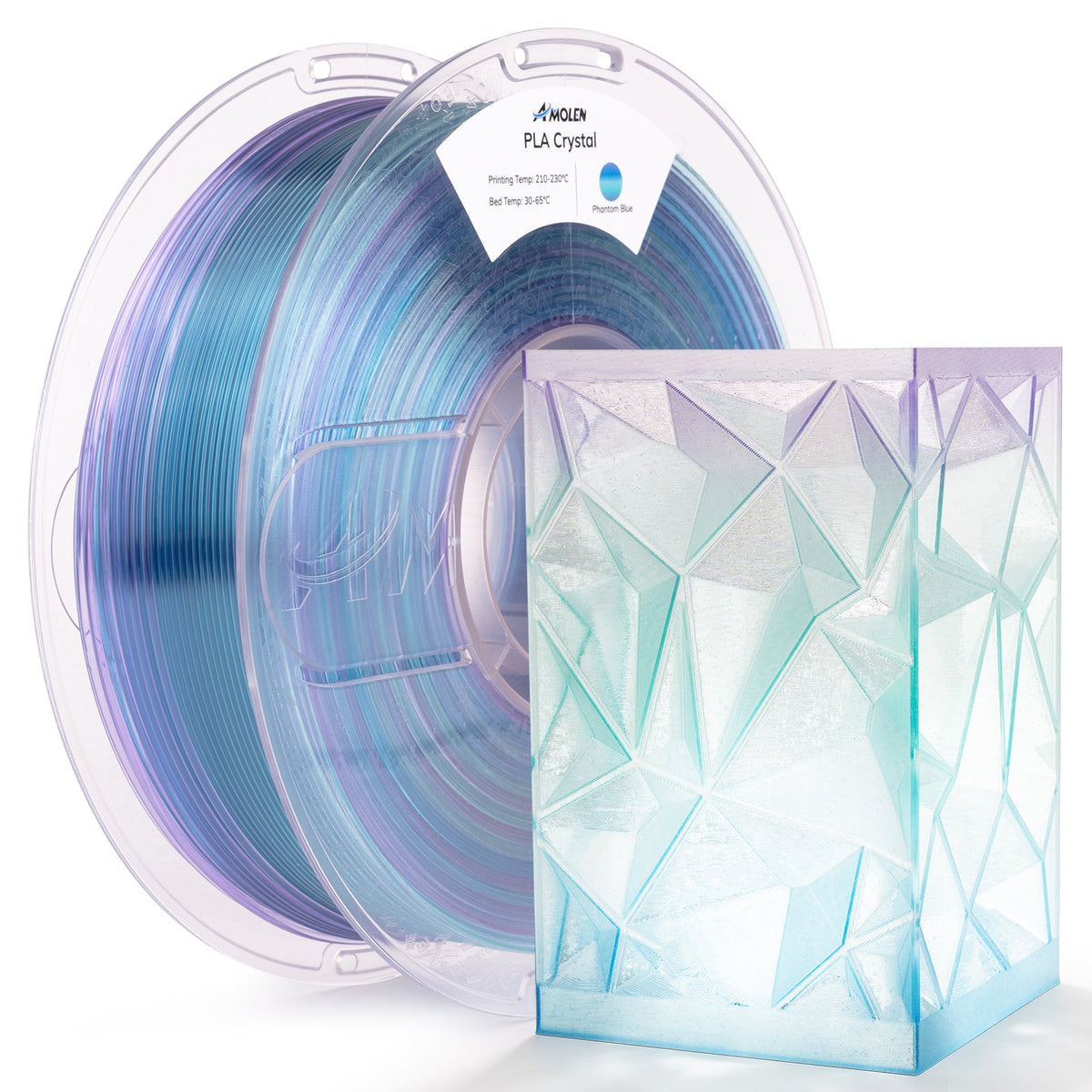 Amolen PLA Crystal-Transparent 1.75mm, 1KG/2.2LB
