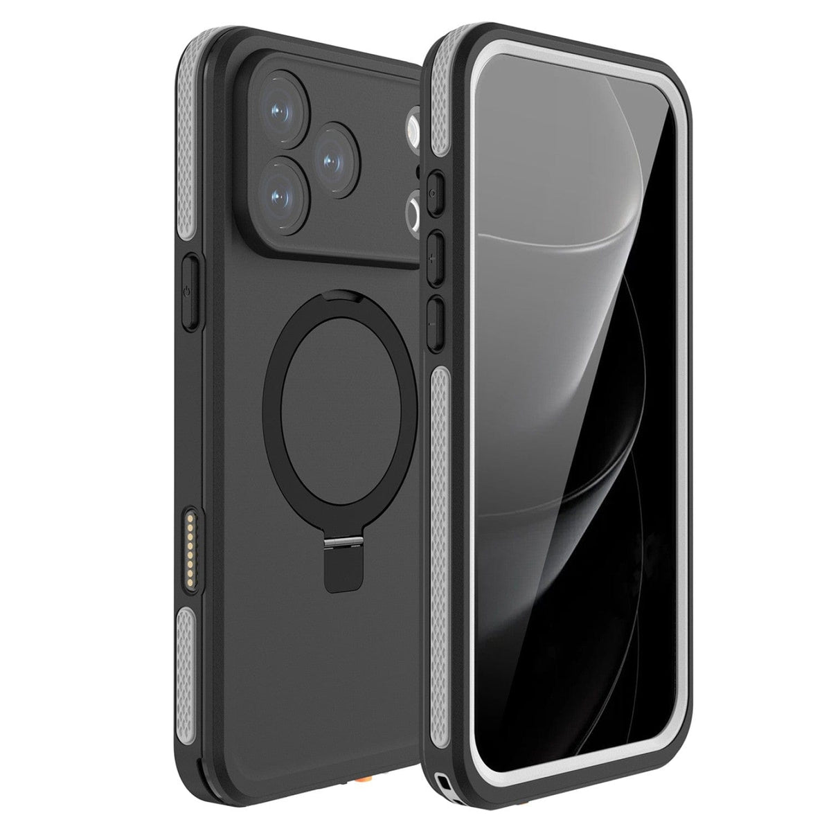 SaharaCase Oasis MagSafe-Compatible Waterproof Case for iPhone 17 Pro Max — front and rear views