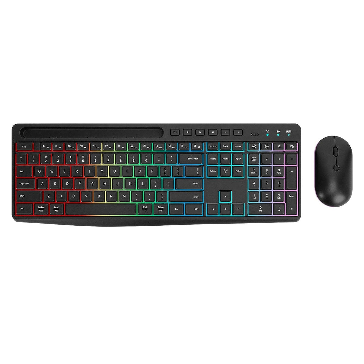 SaharaCase KB19 full-size RGB keyboard and black wireless mouse