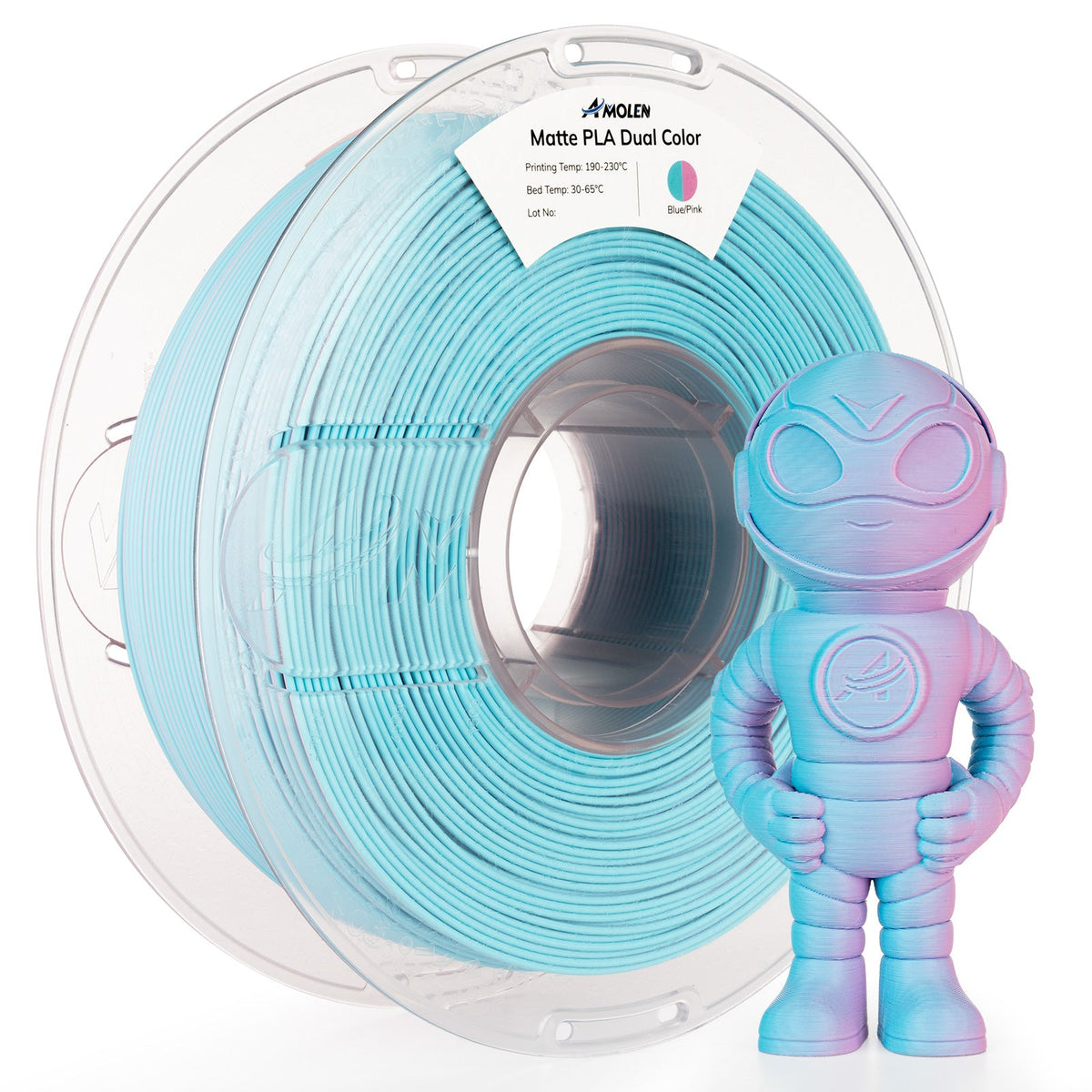 Amolen PLA Matte Dual Filament 1.75mm, 1KG/2.2LB