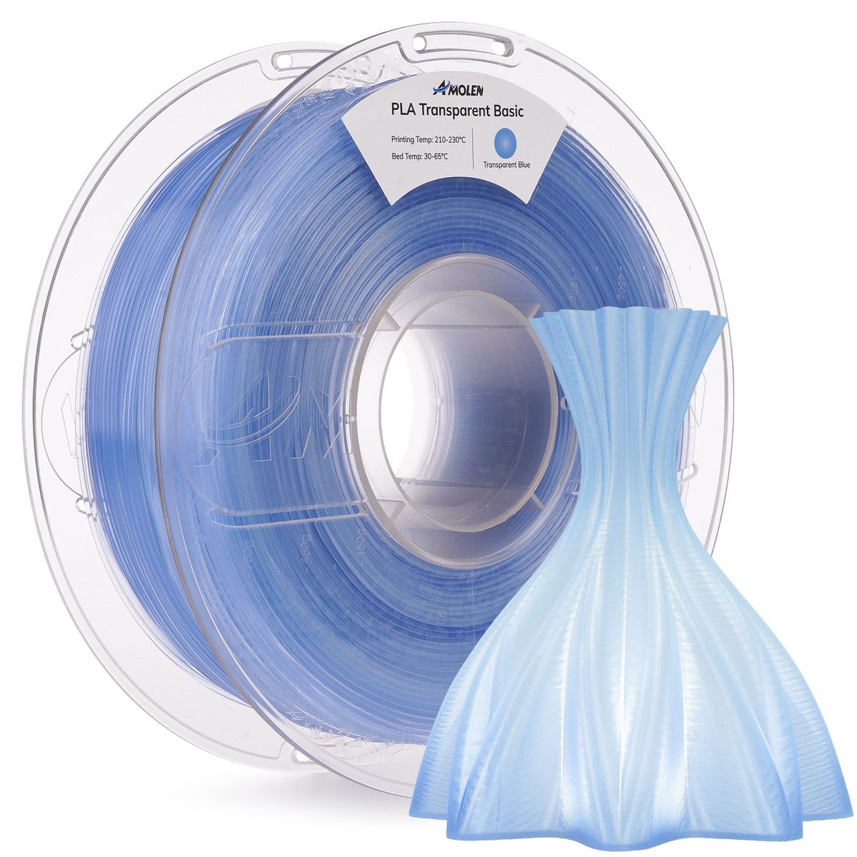 Amolen PLA Crystal-Transparent 1.75mm, 1KG/2.2LB