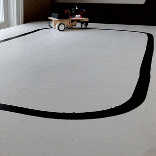 Kitsville Line Follower Robot Kit — robot following a black line