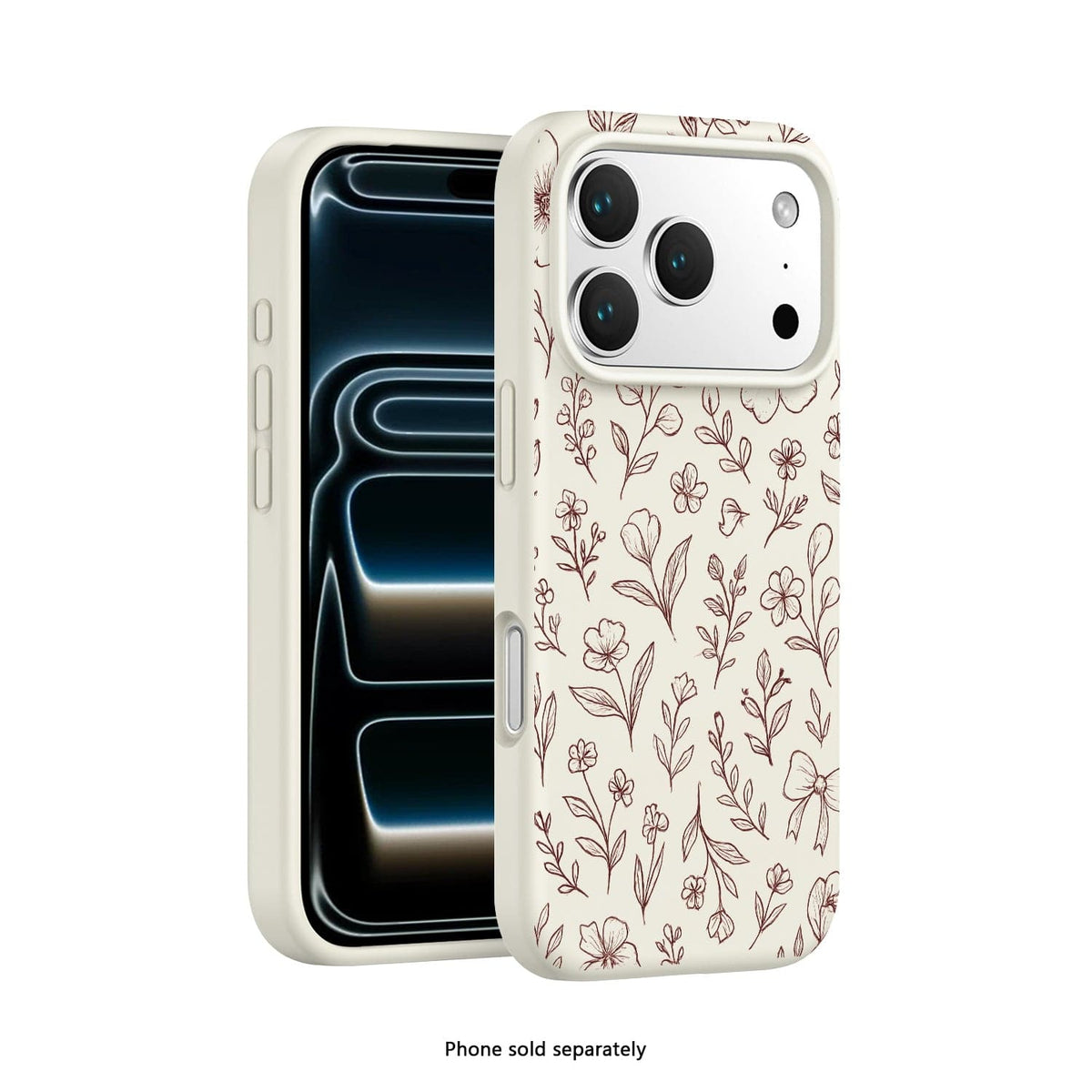 SaharaCase Inspire Silicone Case for iPhone 17 Pro — floral front and rear views