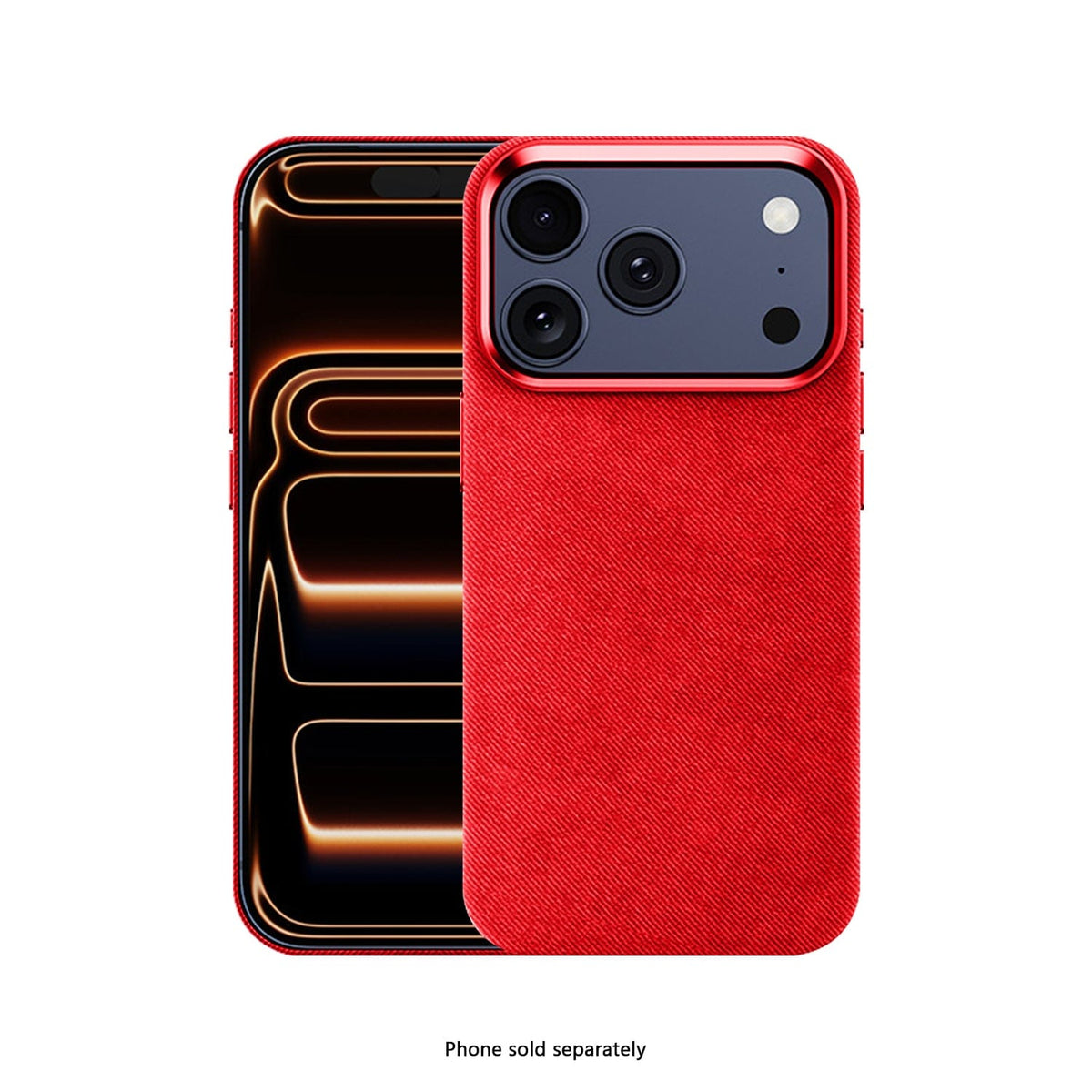 SaharaCase Indy Suede Leather Case for iPhone 17 Pro Max — red front and rear views on white