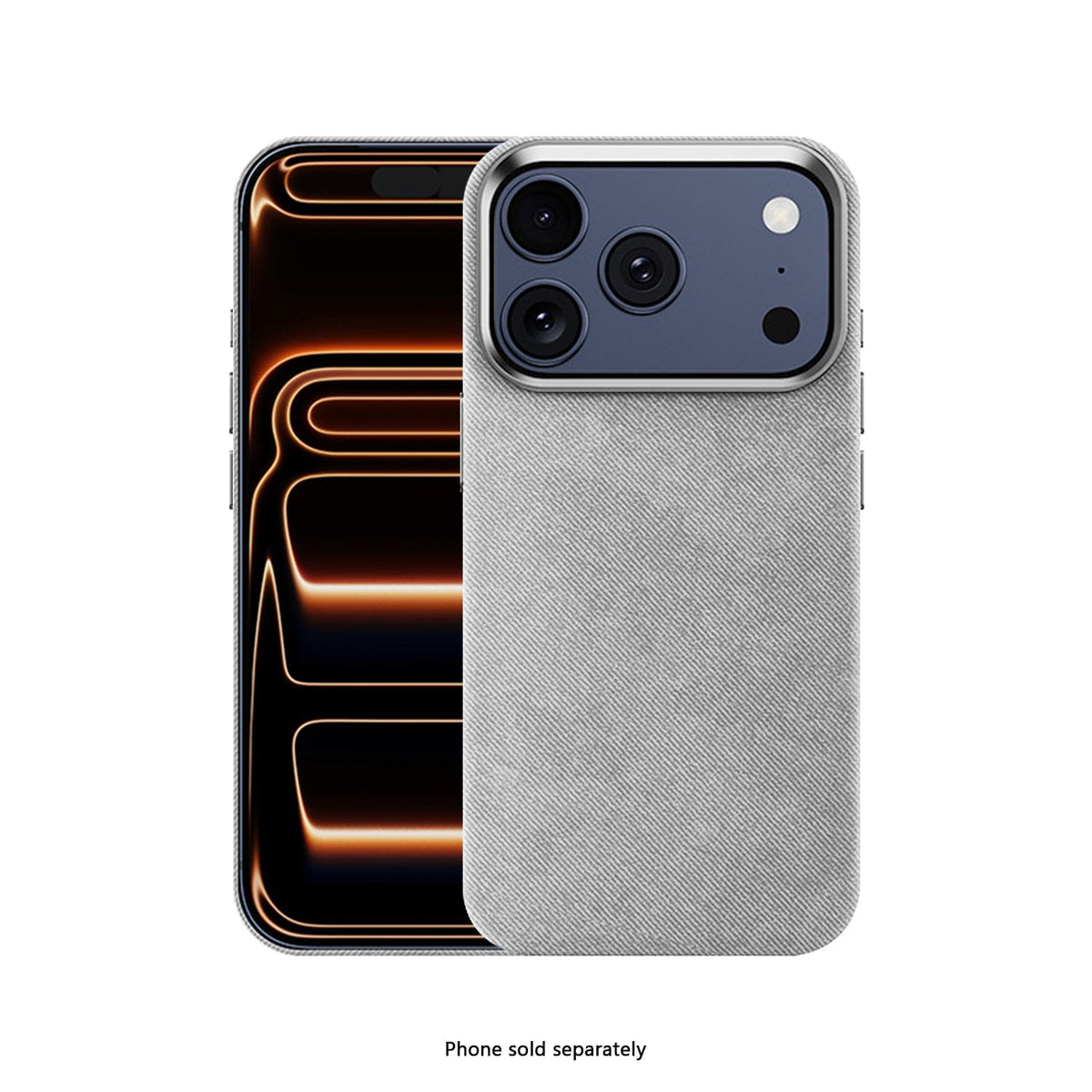 SaharaCase Indy Suede Leather Case for iPhone 17 Pro Max — gray front and rear views on white