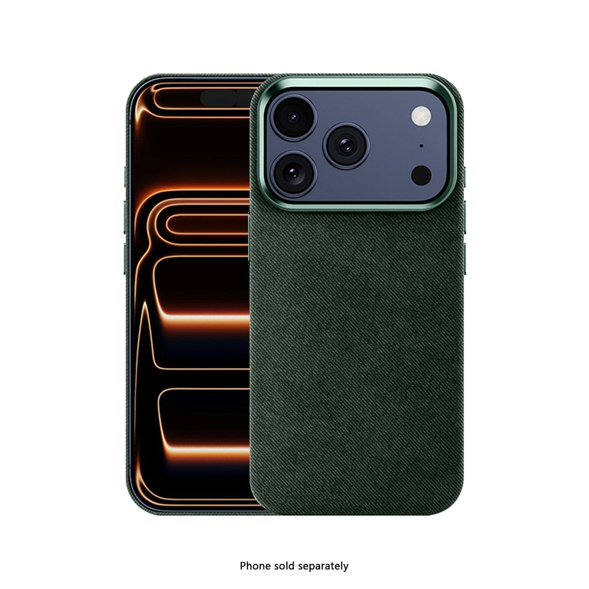 SaharaCase Indy Suede Leather Case for iPhone 17 Pro Max — green front and rear views on white