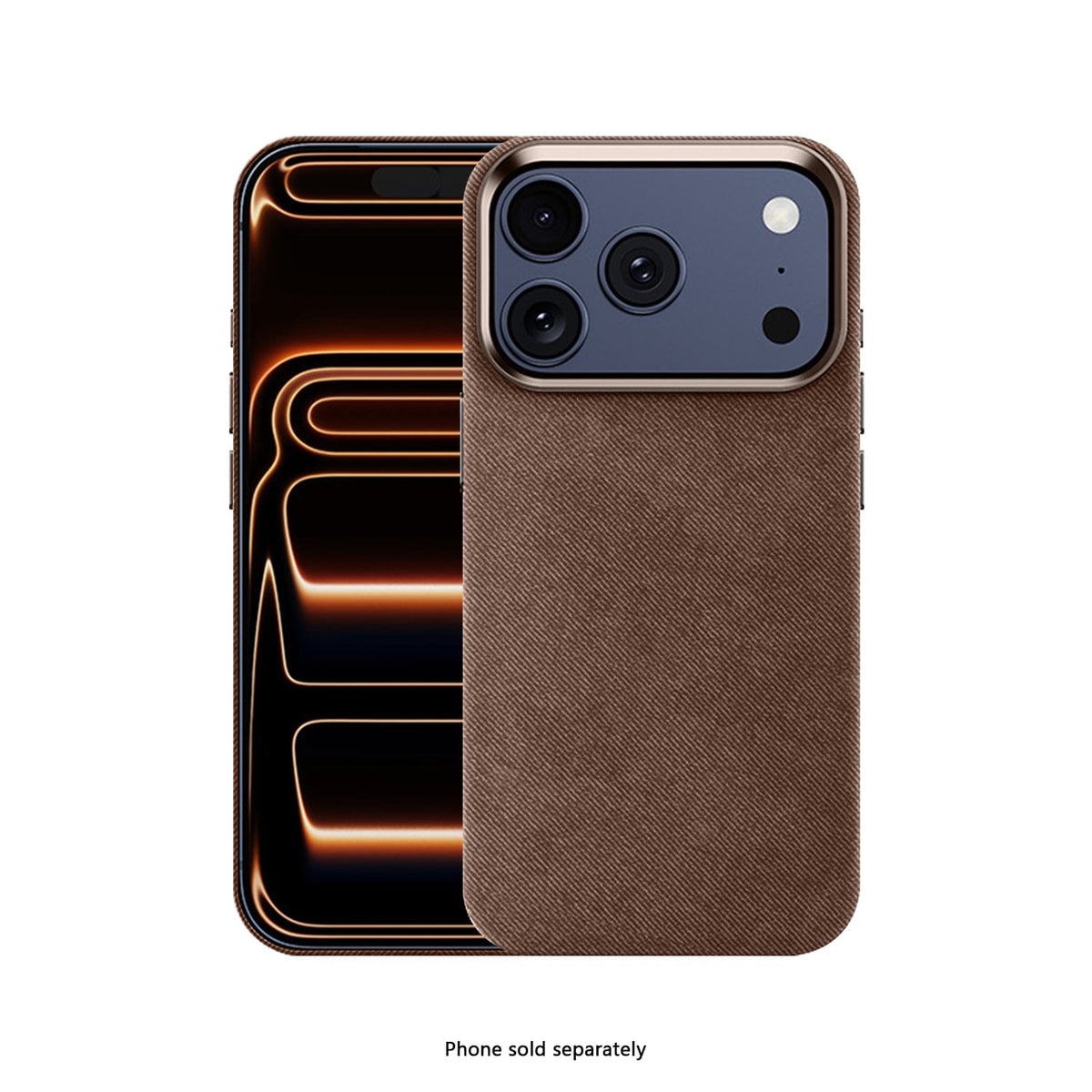 SaharaCase Indy Suede Leather Case for iPhone 17 Pro Max — brown front and rear views on white