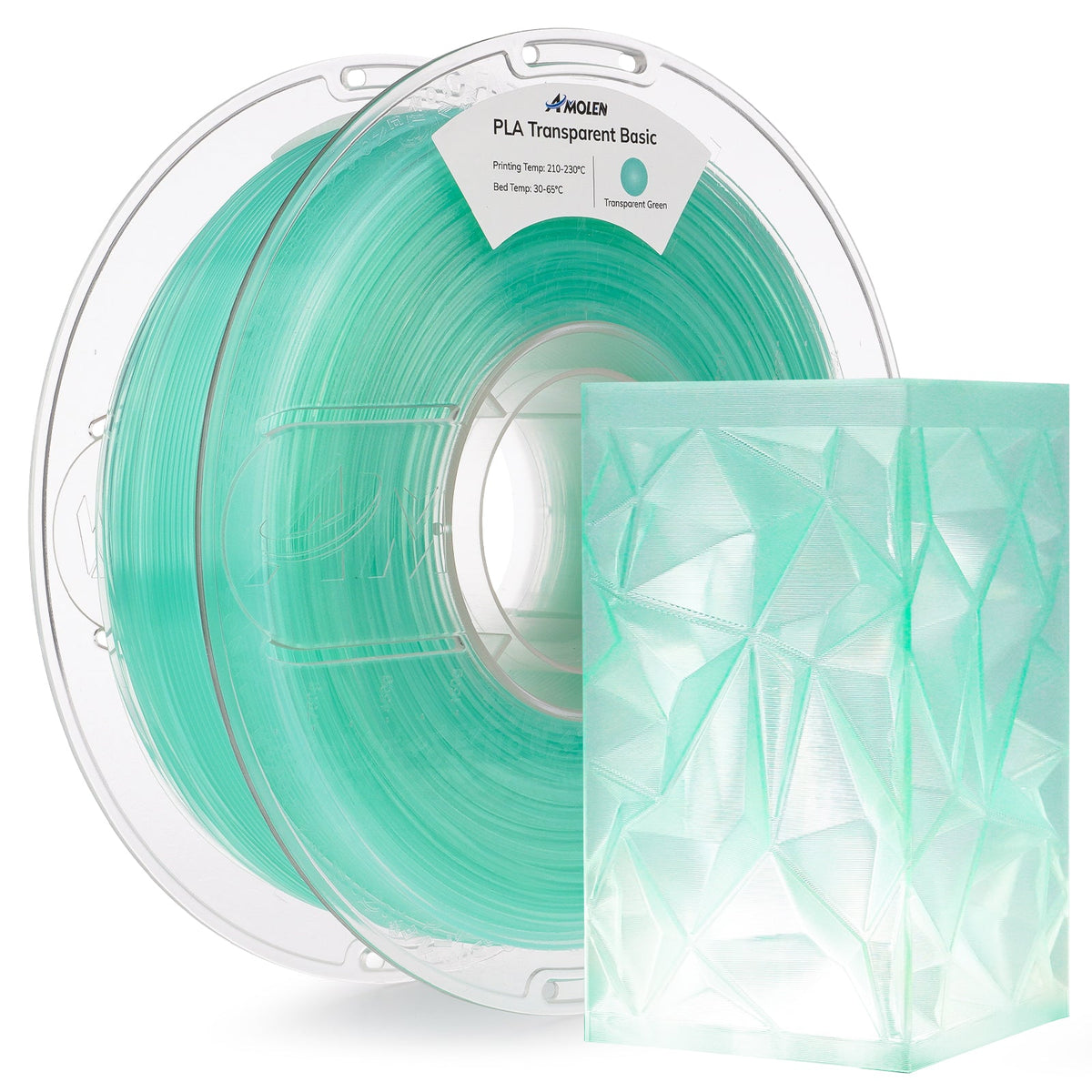 Amolen PLA Crystal-Transparent 1.75mm, 1KG/2.2LB