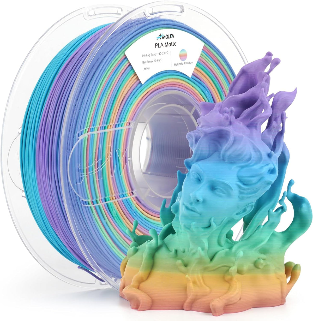 Amolen PLA Matte Rainbow Filament 1.75mm, 1KG/2.2LB