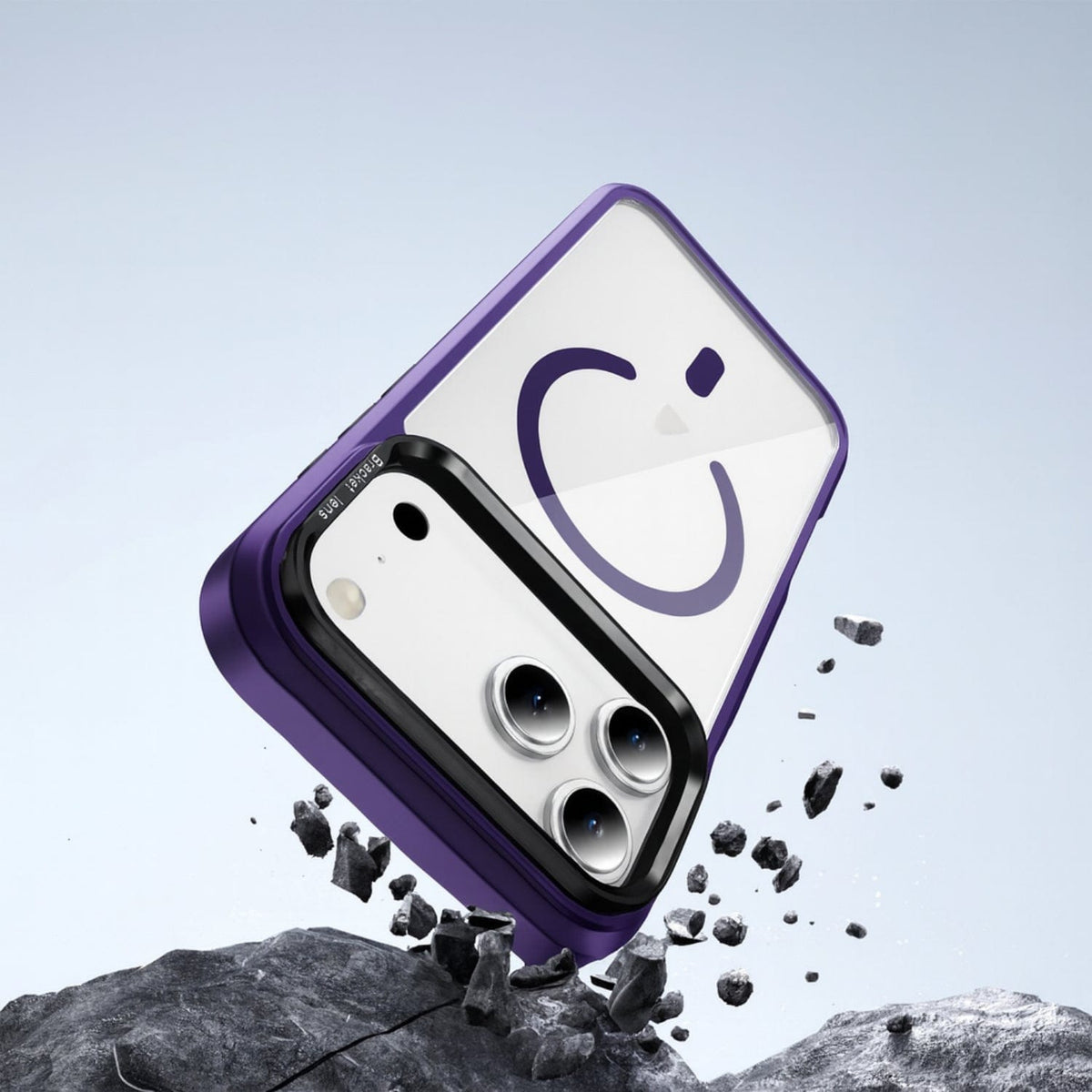 SaharaCase Raider Clear Back Case for iPhone 17 Pro — purple impact illustration