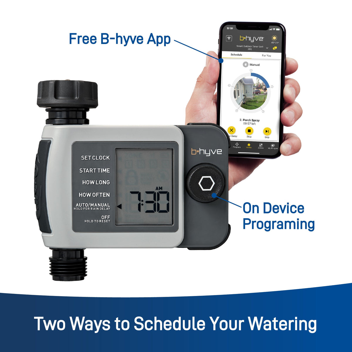 Orbit B-hyve XD Bluetooth 1-Outlet Hose Faucet Timer with B-hyve Flood Sensors | 71103
