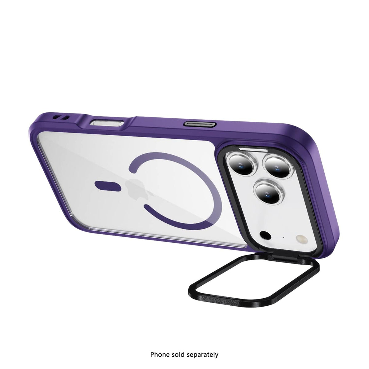 SaharaCase Raider Clear Back Case for iPhone 17 Pro — purple landscape stand