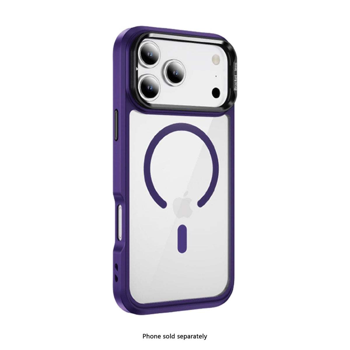 SaharaCase Raider Clear Back Case for iPhone 17 Pro — purple angled rear view