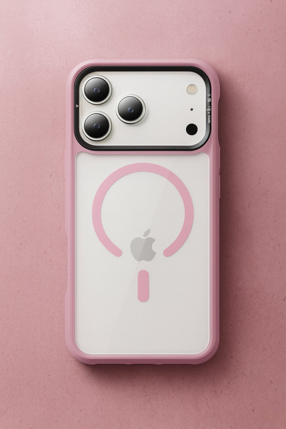 SaharaCase Raider Clear Back Case for iPhone 17 Pro — pink rear view on background