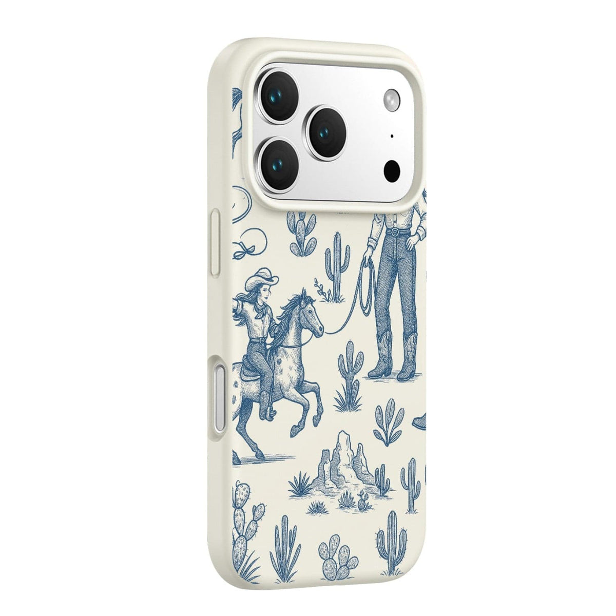 SaharaCase Inspire Silicone Case for iPhone 17 Pro — blue desert patterned rear view