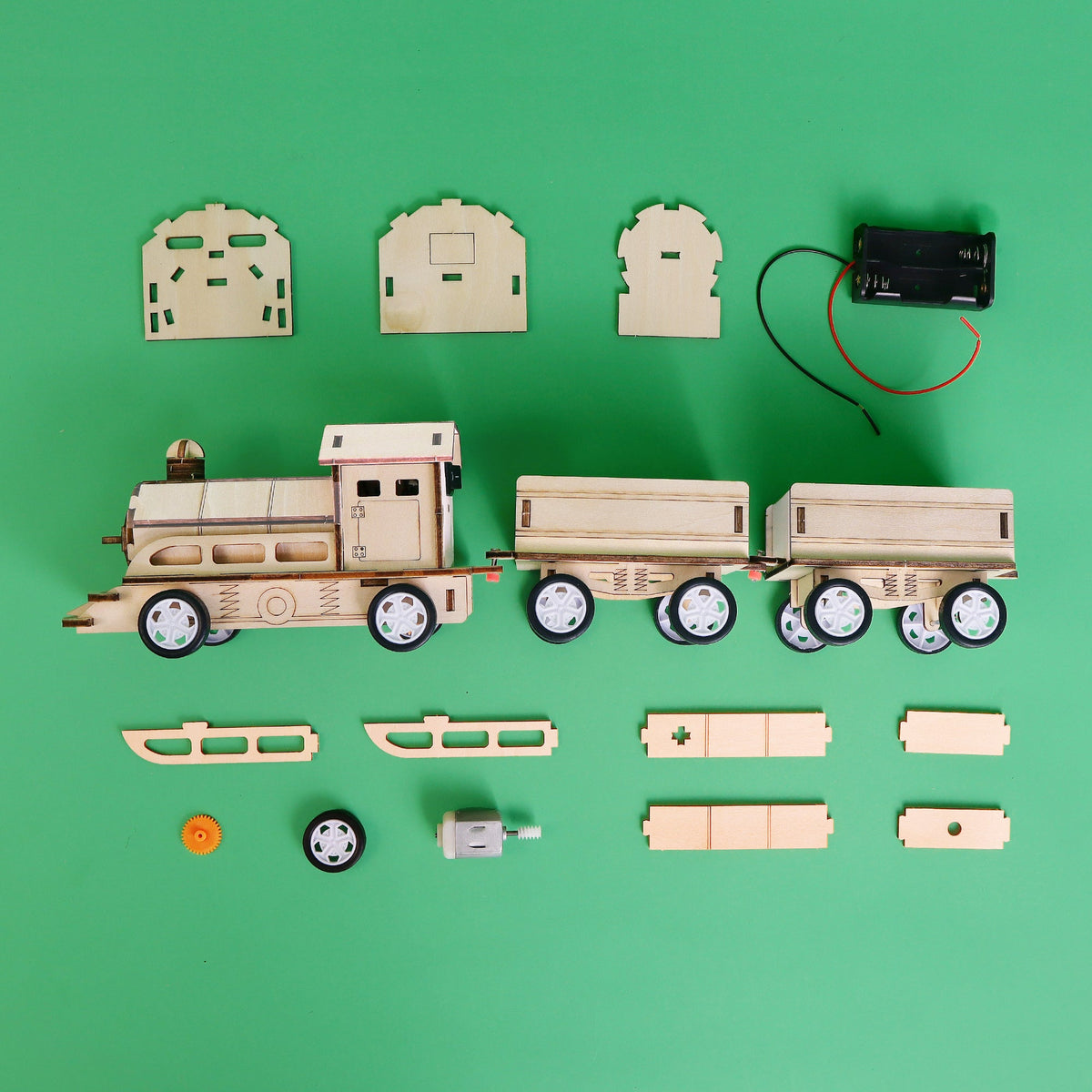 Kitsville ST054: Train and assembly parts laid out