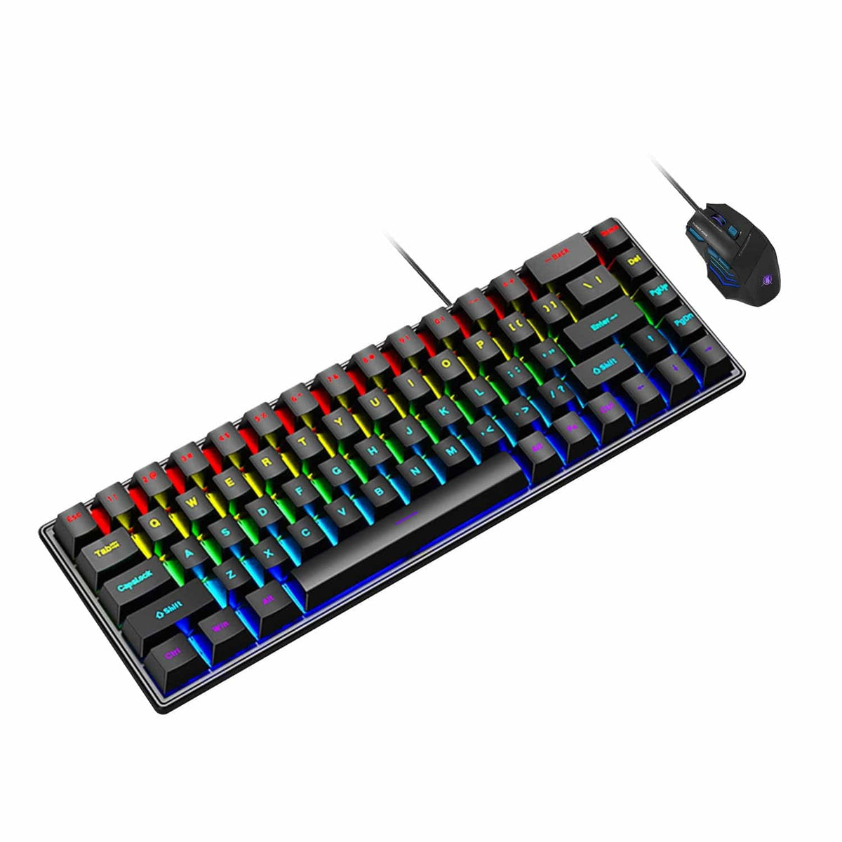 SaharaCase KB35 black 68-key keyboard with wired mouse