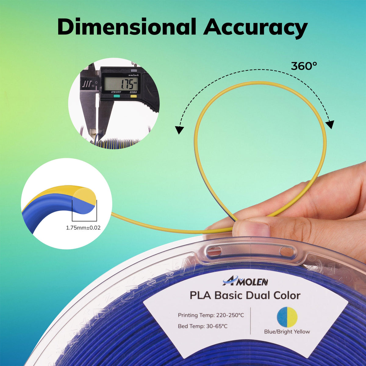 Amolen PLA Basic Dual Color-High Speed 1.75mm, 1 KG