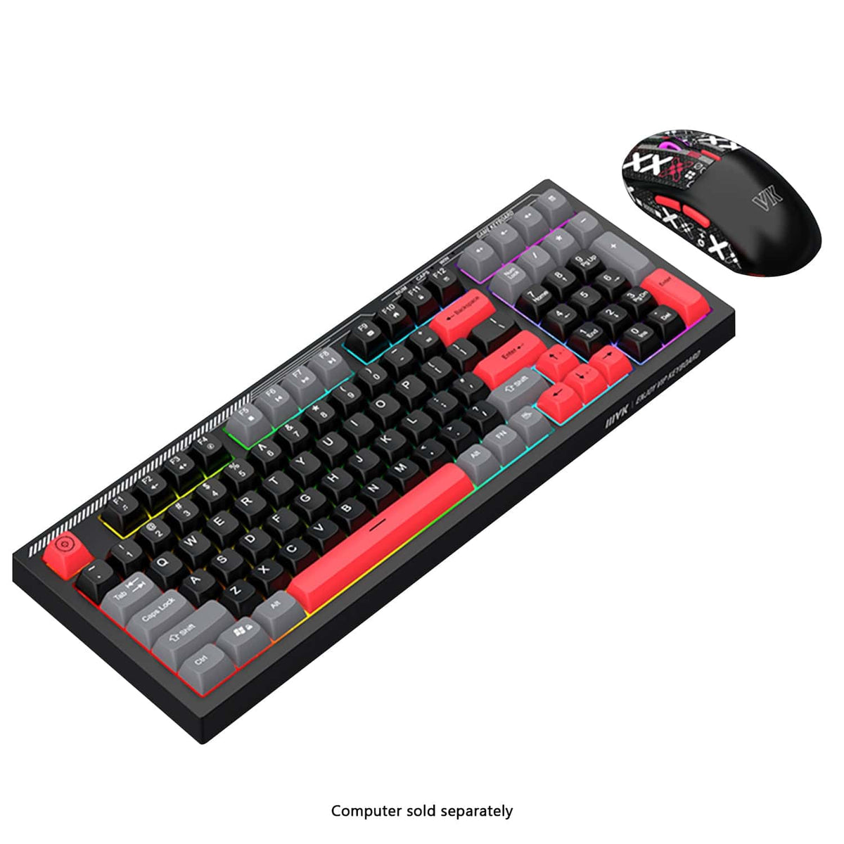 Angled KB30 red-accent keyboard and matching mouse