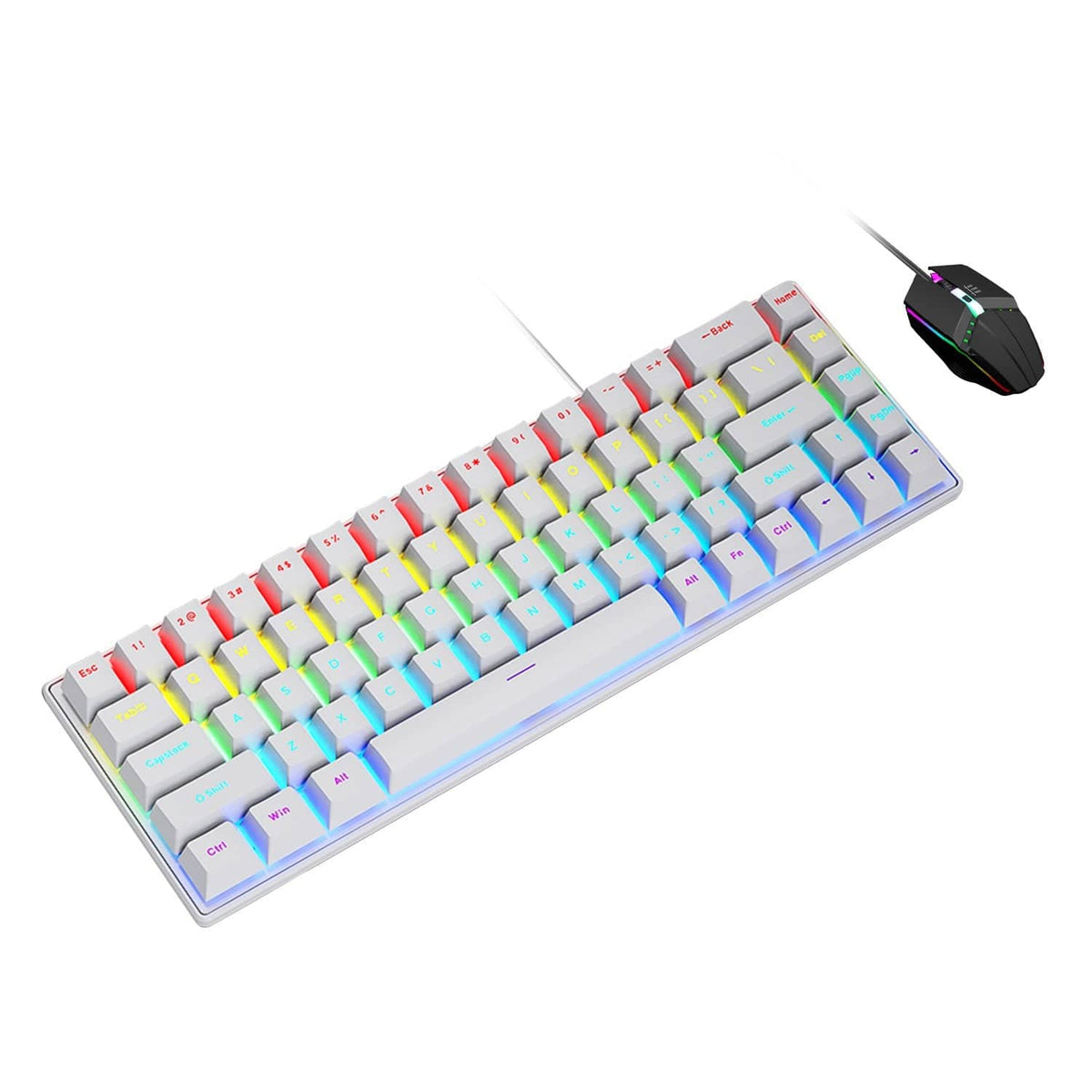 SaharaCase KB33 white 68-key keyboard with wired mouse