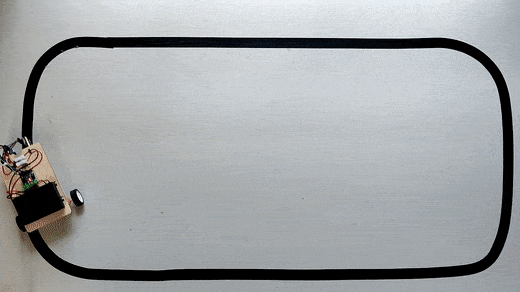 Kitsville Line Follower Robot Kit — overhead view on line track
