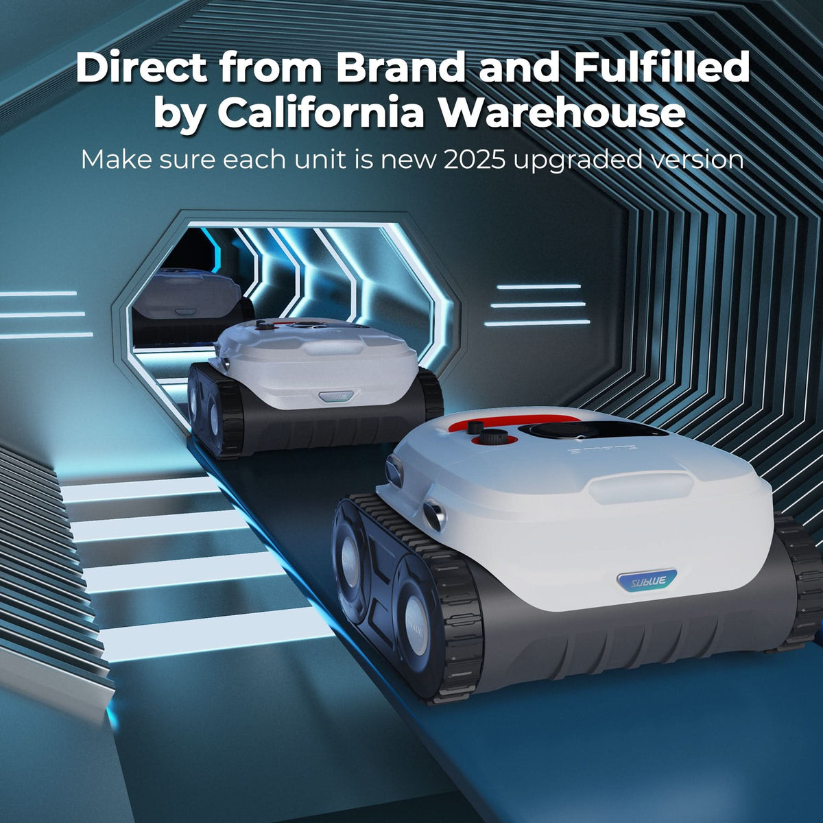 Sublue BN Pro robotic pool cleaner manufacturer warehouse and product illustration