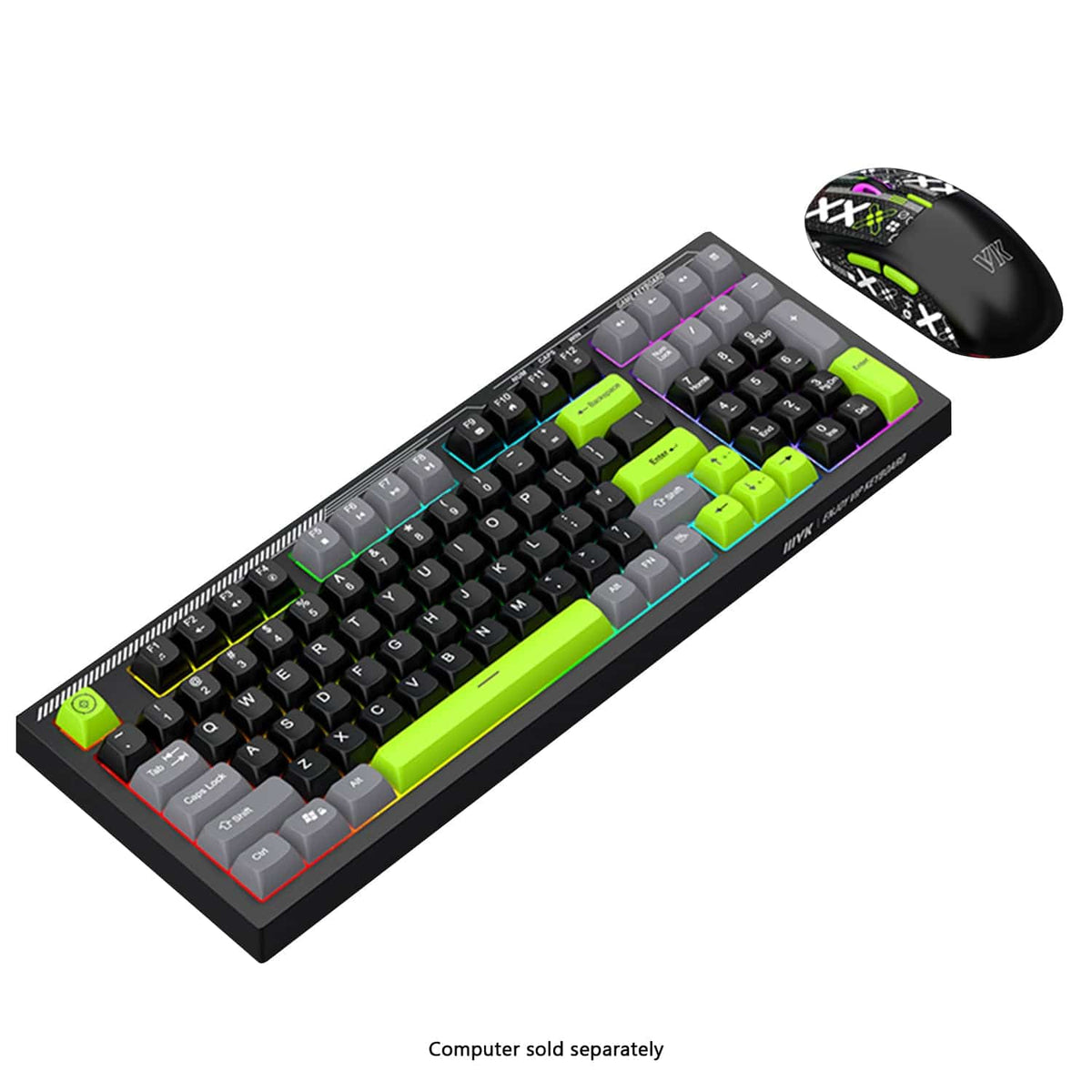 Angled KB31 green-accent keyboard and mouse