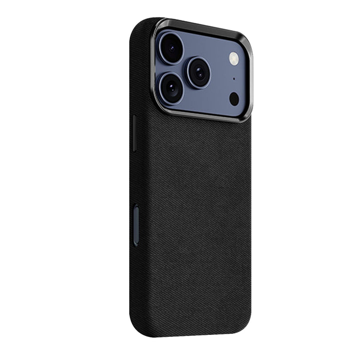 SaharaCase Indy Suede Leather Case for iPhone 17 Pro Max — black rear view