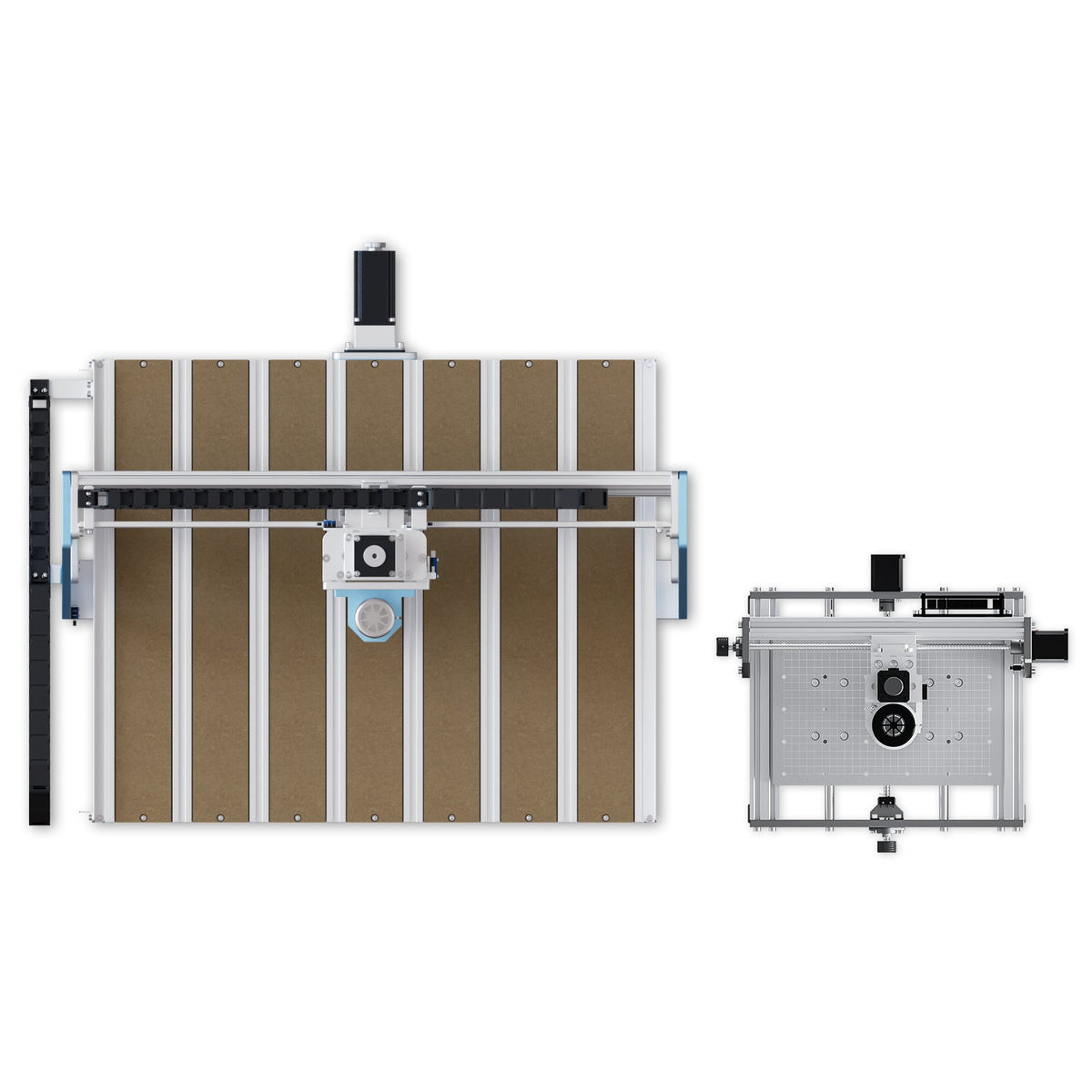 Genmitsu PROVerXL 6050 Plus CNC Router — 300W — top views of the worktable and gantry