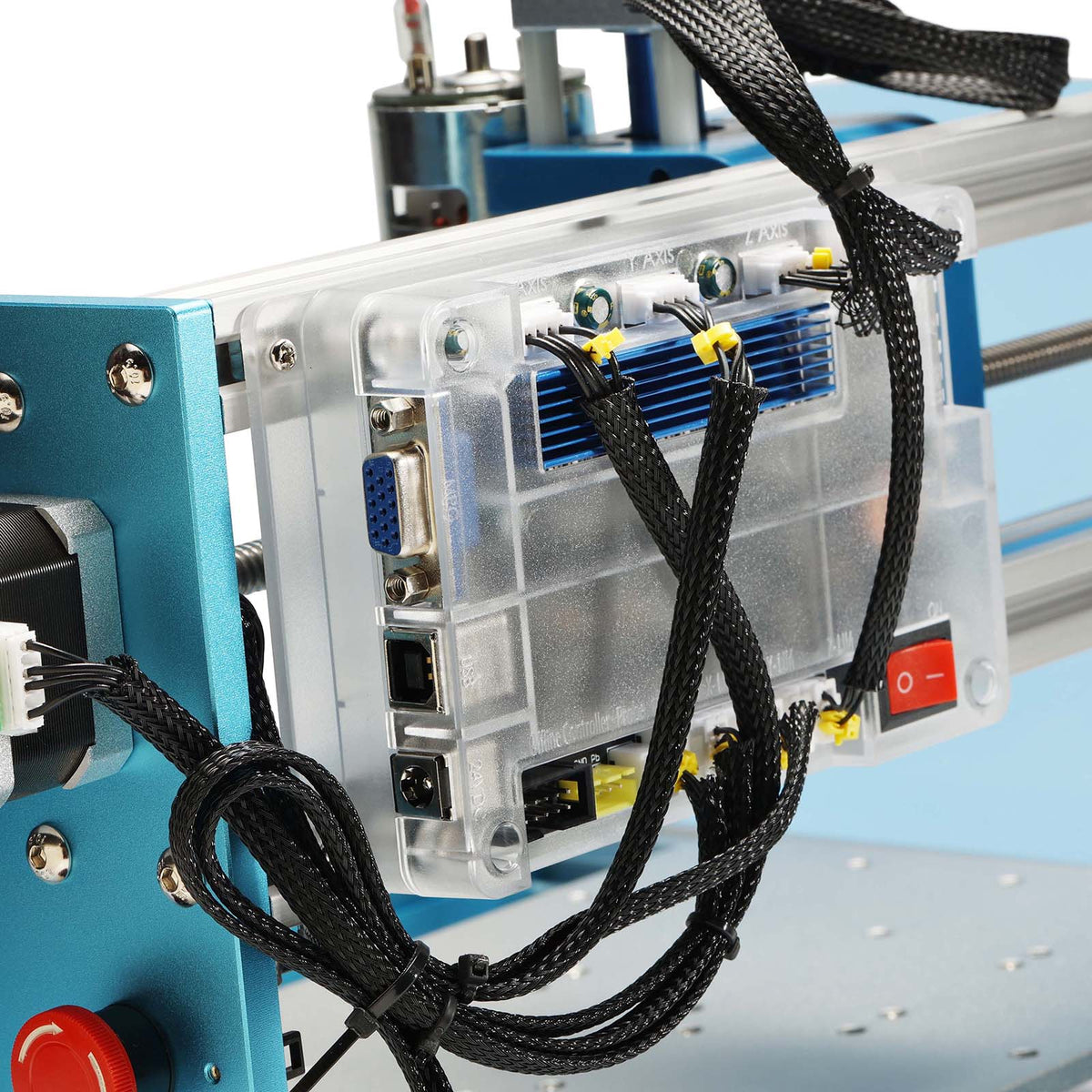 Genmitsu 3018-PROVer V2 control board and emergency-stop button