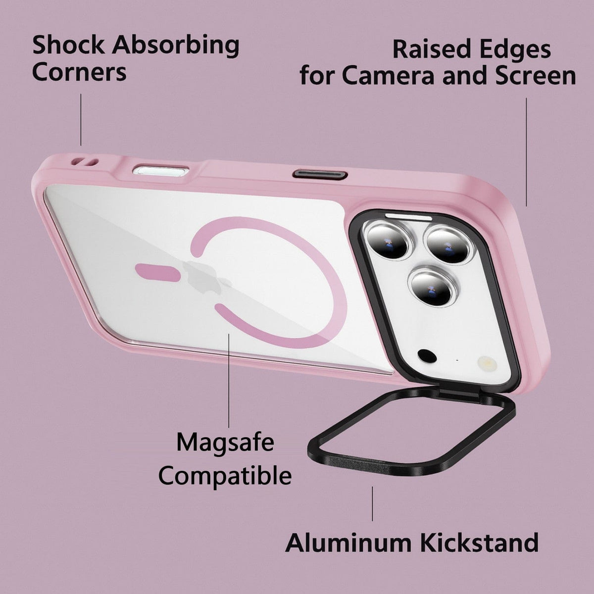 SaharaCase Raider Clear Back Case for iPhone 17 Pro — pink feature graphic