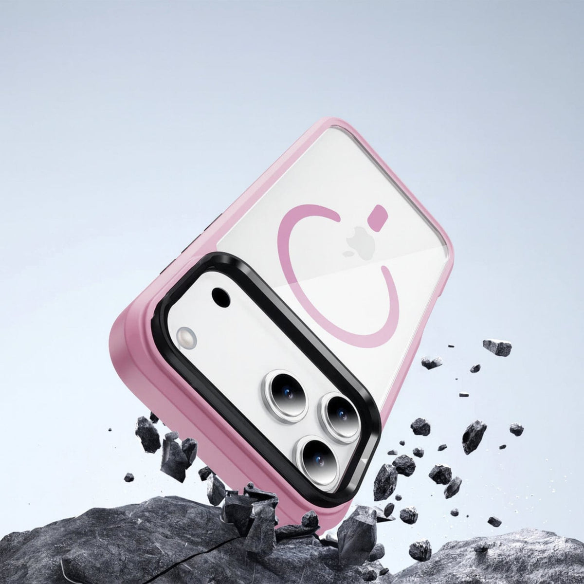 SaharaCase Raider Clear Back Case for iPhone 17 Pro — pink impact illustration
