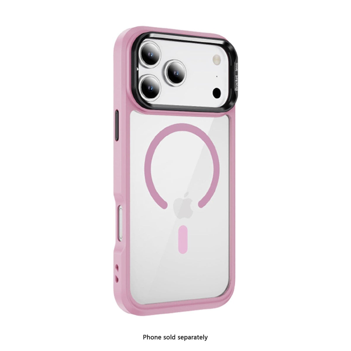 SaharaCase Raider Clear Back Case for iPhone 17 Pro — pink angled rear view