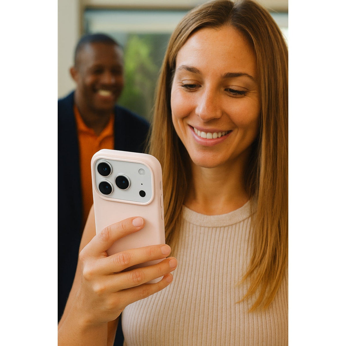 SaharaCase Venture MagSafe-Compatible Silicone Case for iPhone 17 Pro — people holding phone