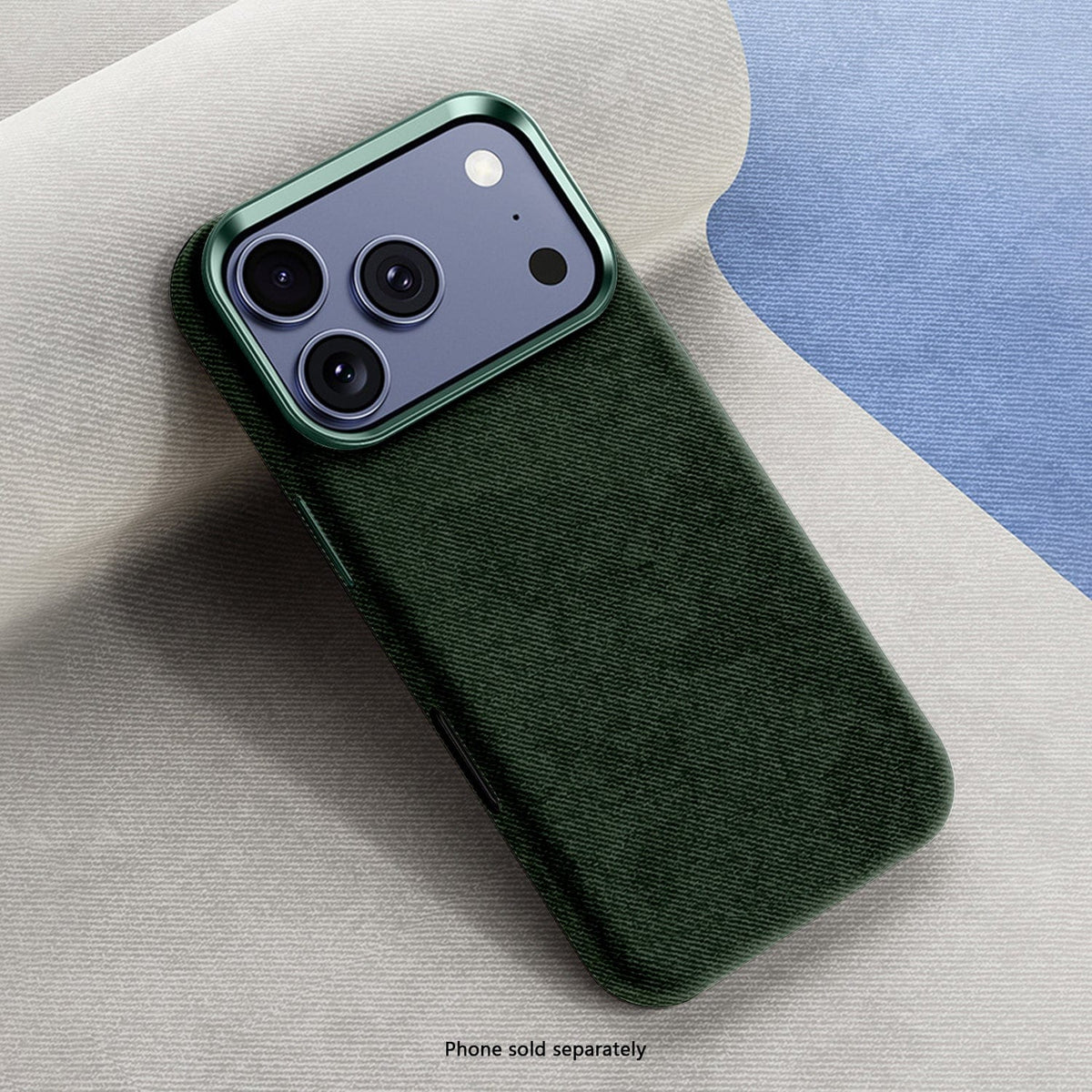 SaharaCase Indy Suede Leather Case for iPhone 17 Pro Max — green case on stone