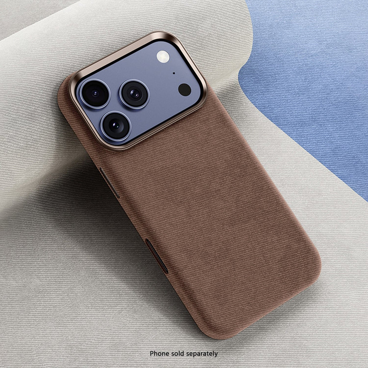 SaharaCase Indy Suede Leather Case for iPhone 17 Pro Max — brown case on stone