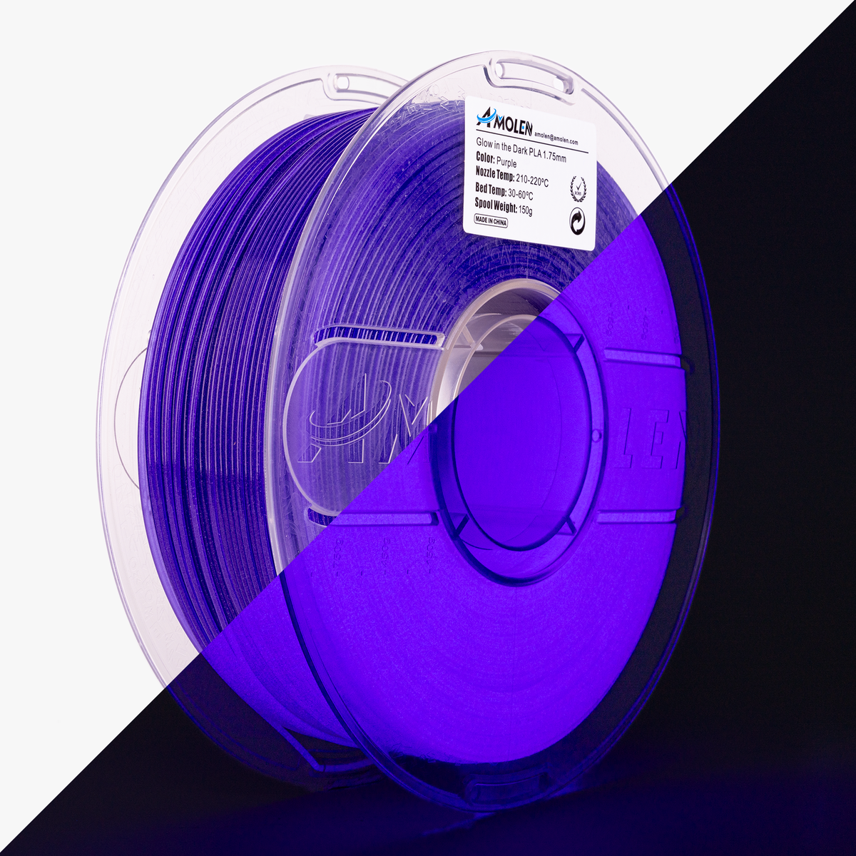 Amolen PLA Glow-in-the-Dark 1.75mm, 1KG/2.2LB