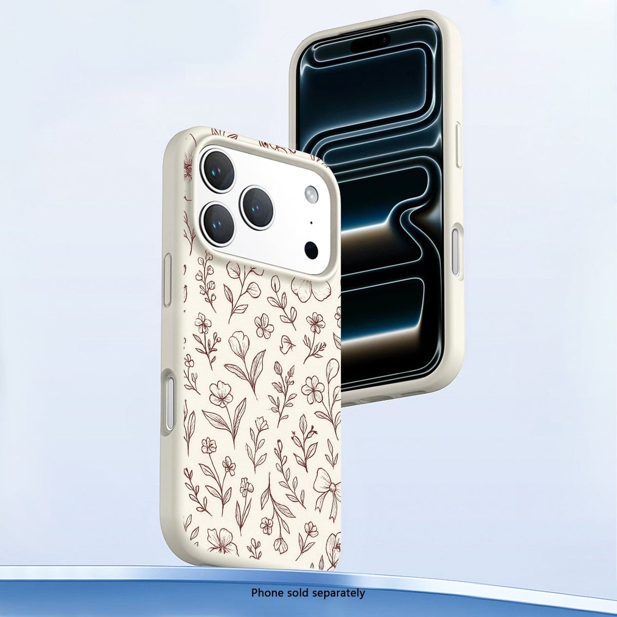 SaharaCase Inspire Silicone Case for iPhone 17 Pro — floral angled front and rear views