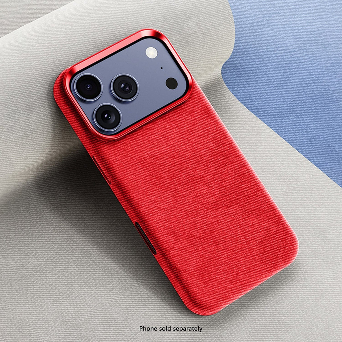 SaharaCase Indy Suede Leather Case for iPhone 17 Pro Max — red case on stone