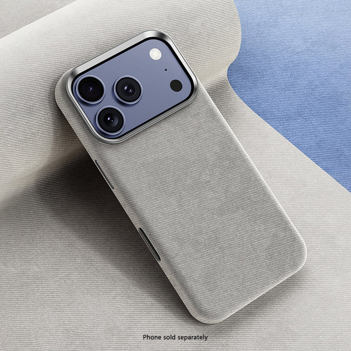 SaharaCase Indy Suede Leather Case for iPhone 17 Pro Max — gray case on stone