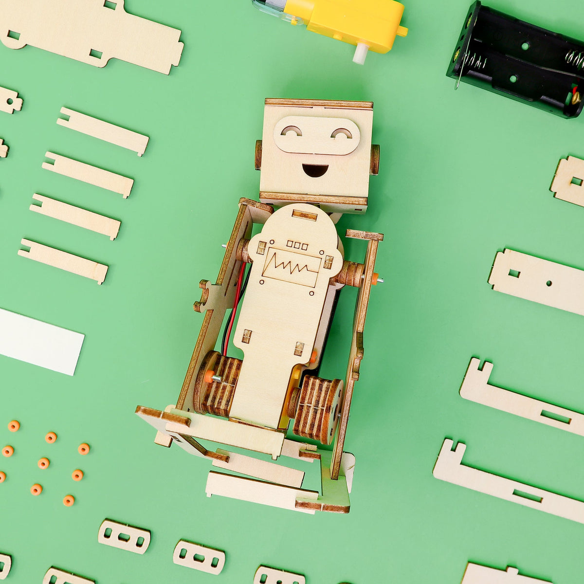 Kitsville WalkieBot Walking Robot Kit — top view of components