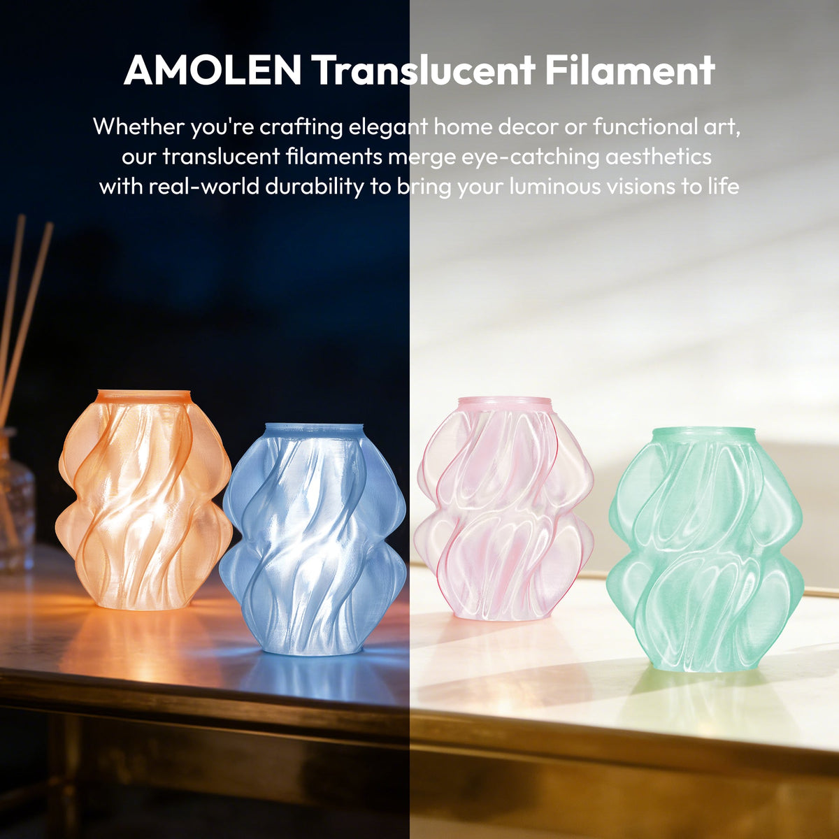 Amolen PLA Crystal-Transparent Gradient Variety Pack (4x200g)