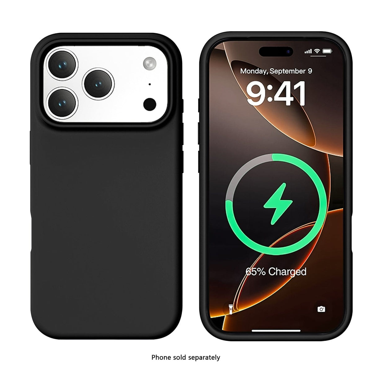 SaharaCase Venture MagSafe-Compatible Silicone Case for iPhone 17 Pro — rear case and phone
