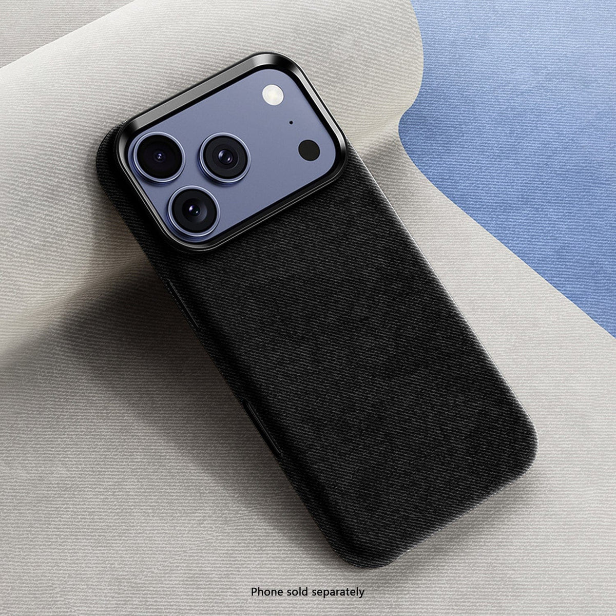 SaharaCase Indy Suede Leather Case for iPhone 17 Pro Max — black case on stone