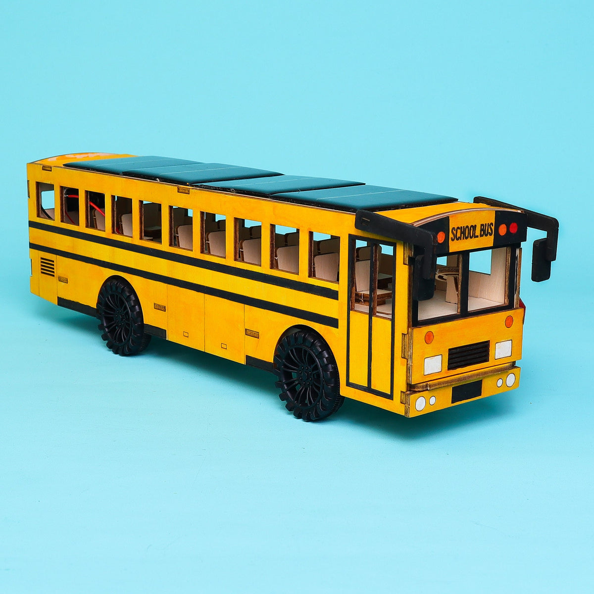 Kitsville Battery & Solar School Bus STEM Kit — painted side view