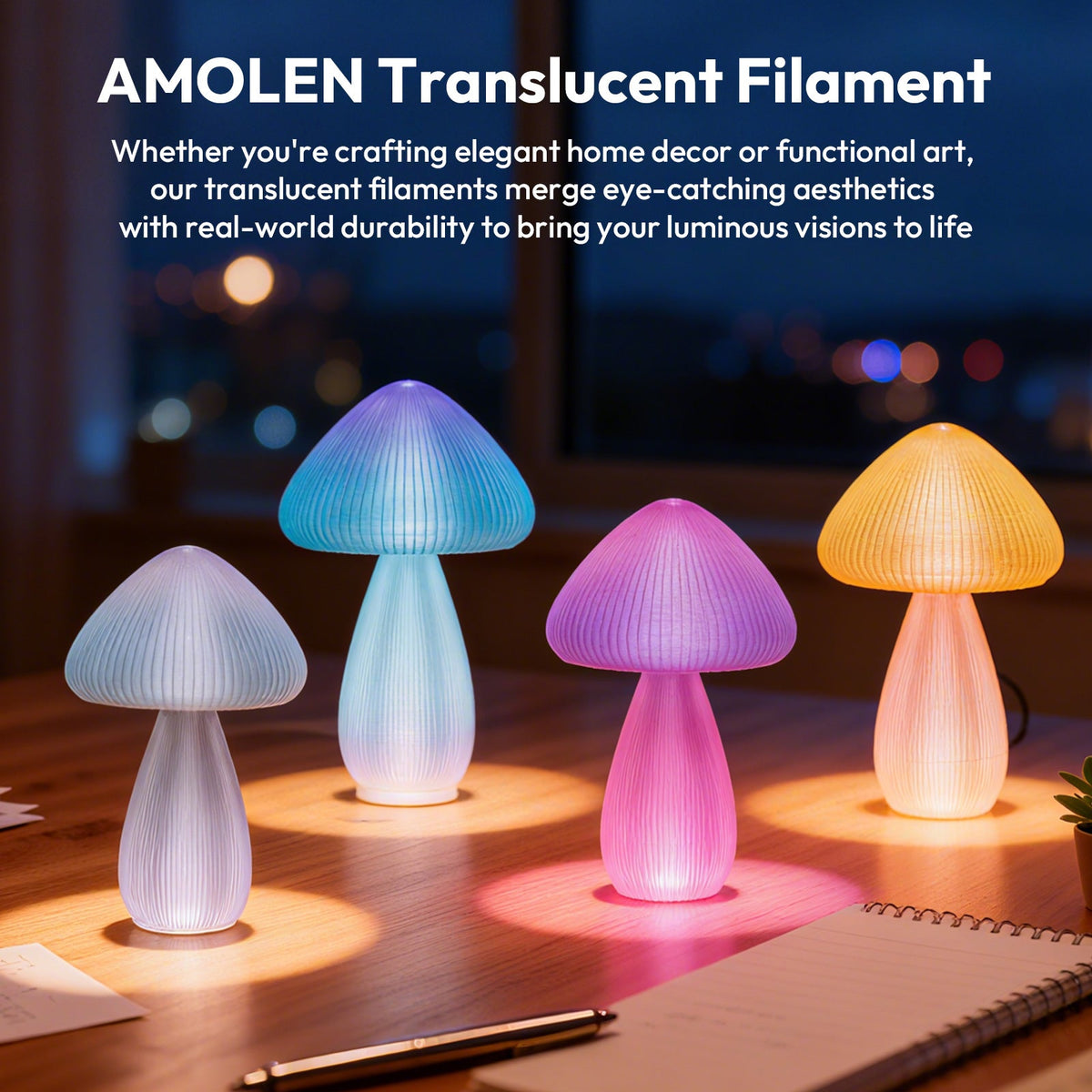 Amolen PLA Crystal-Transparent Gradient Variety Pack (4x200g)