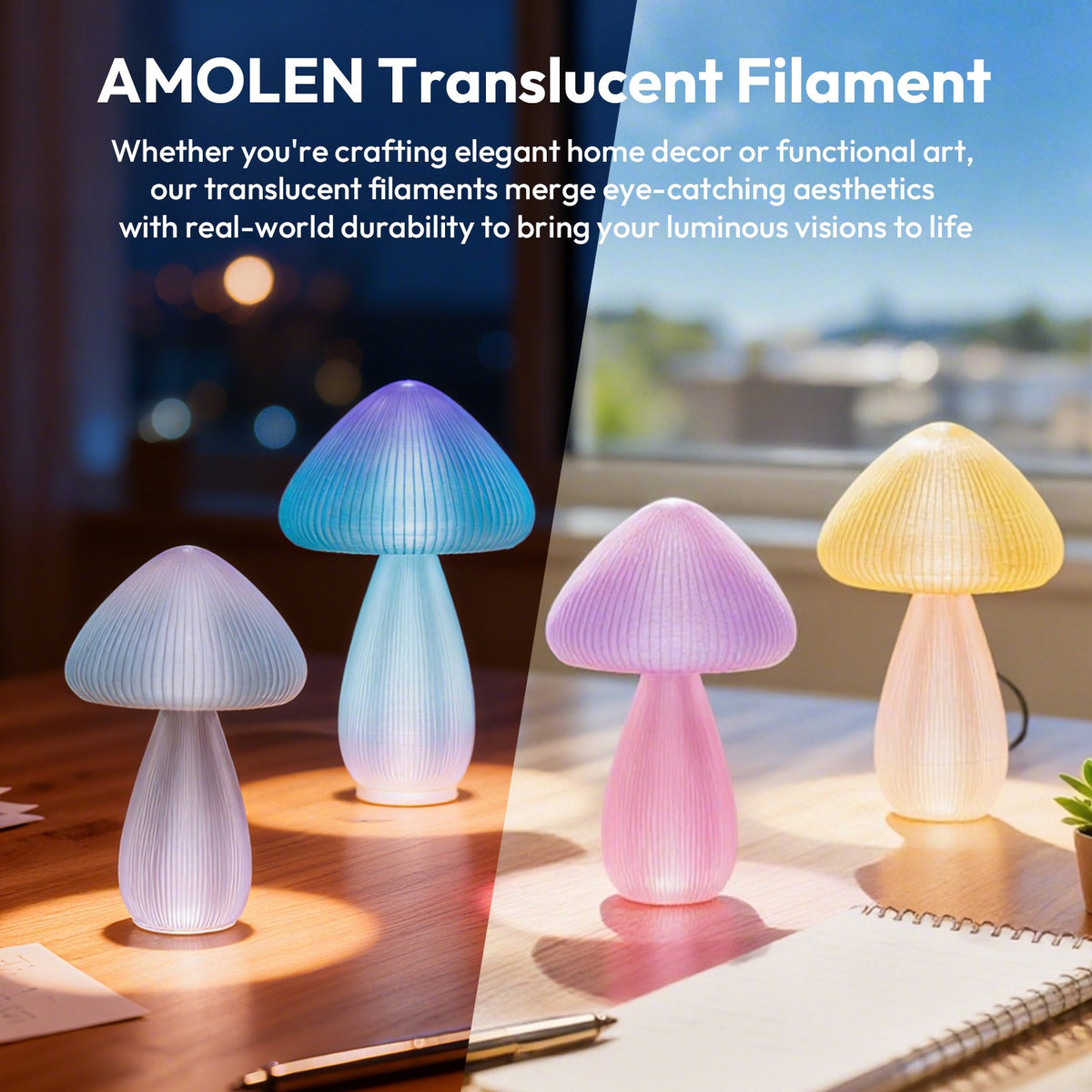 Amolen PLA Crystal-Transparent Gradient Variety Pack (4x200g)