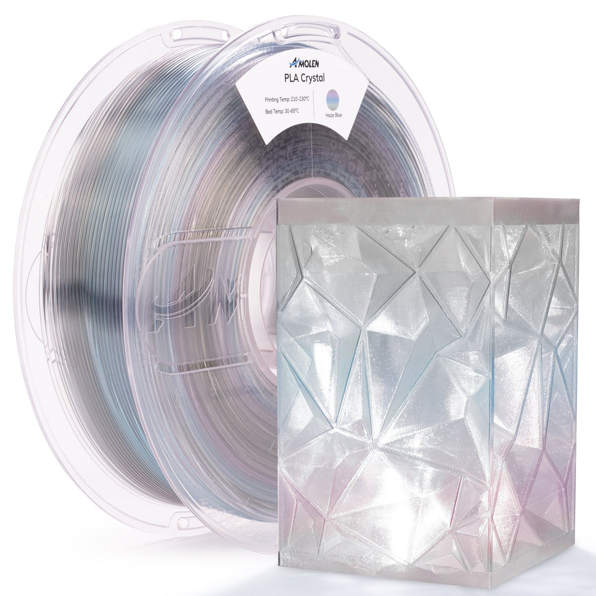 Amolen PLA Crystal-Transparent 1.75mm, 1KG/2.2LB