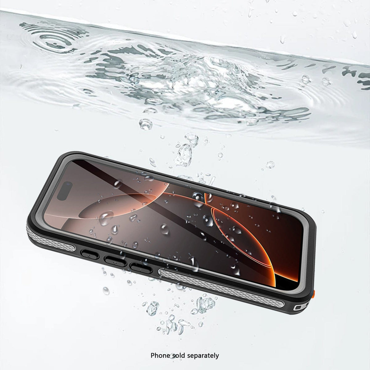 SaharaCase Oasis MagSafe-Compatible Waterproof Case for iPhone 17 — water exposure illustration