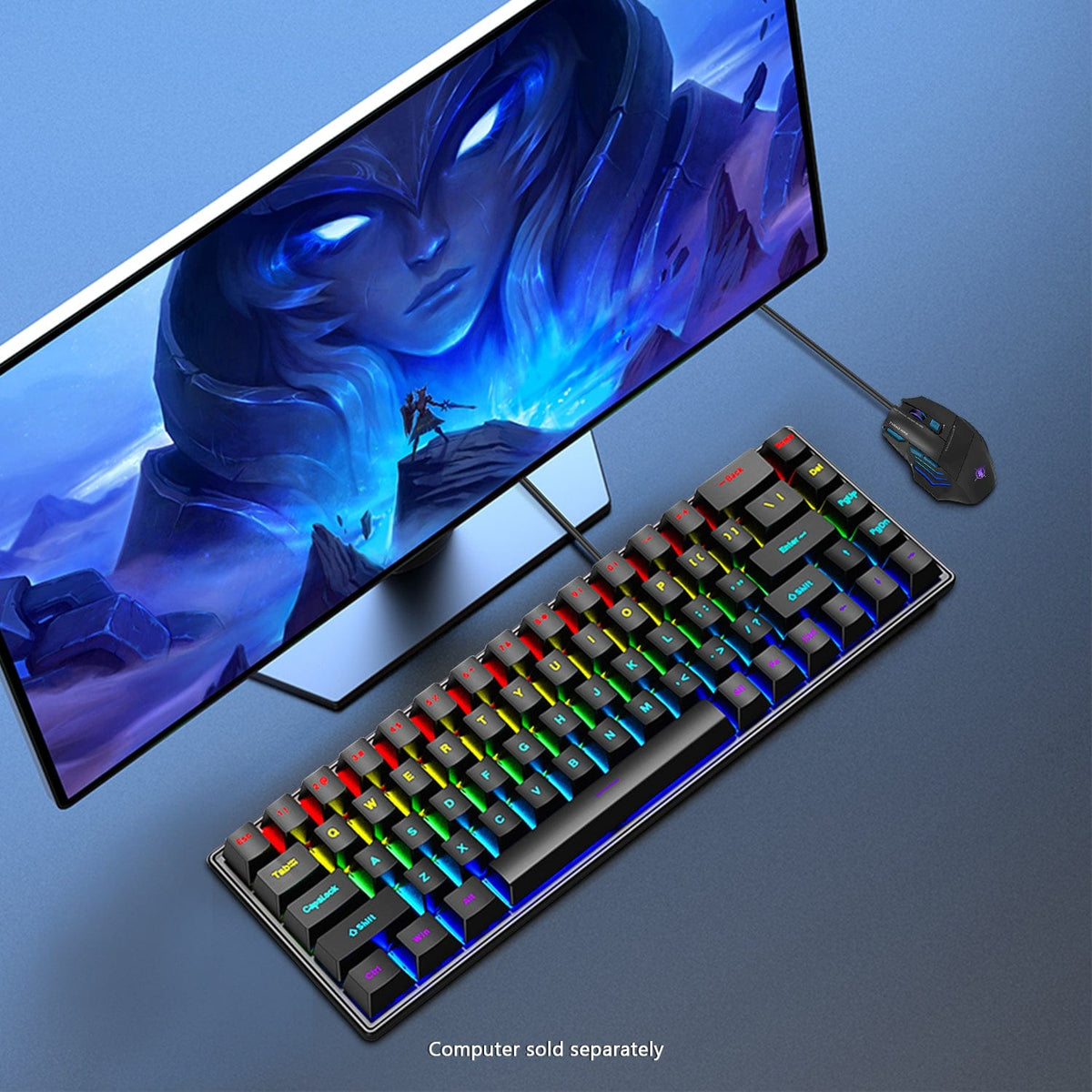 KB35 keyboard and mouse with blue display backdrop